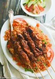 Jollof Rice, Plantain + Suya